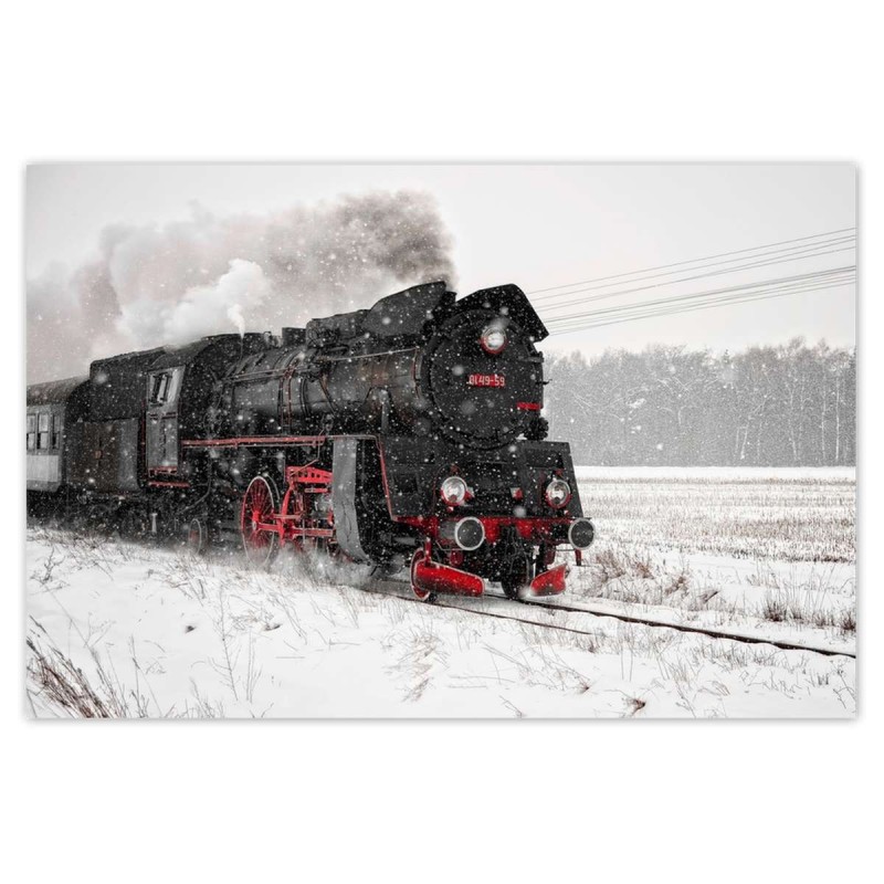Plakat 120x80 Lokomotywa Ol49-59 w zimowej aurze