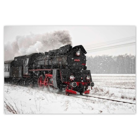 Plakat 120x80 Lokomotywa Ol49-59 w zimowej aurze