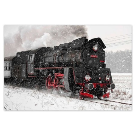 Plakat 120x80 Lokomotywa Ol49-59 w zimowej aurze
