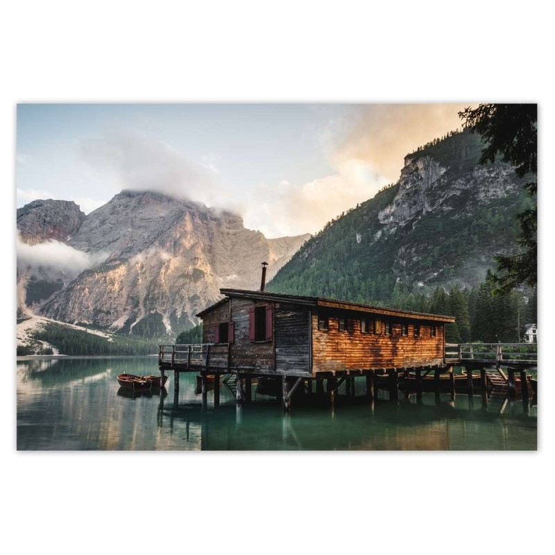 Plakat 120x80 Górska przystań i łodzie